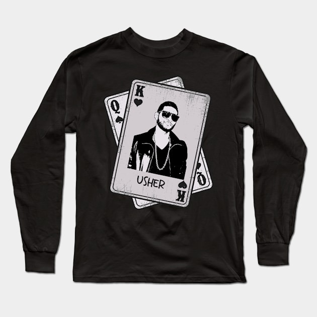 Retro Usher Rapper 80s Card Style Long Sleeve T-Shirt by Slepet Anis